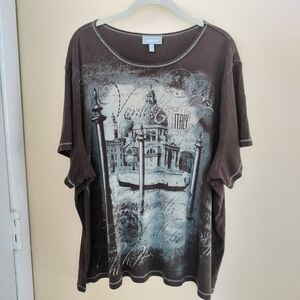 Essentials Brown Venice Nights Graphic Cotton Tee T-Shirt 3X Studs Goth Travel